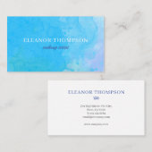 Carte De Visite Aquarelle bleu moderne chic (Devant / Derrière)