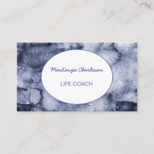 Carte De Visite Aquarelle bleu moderne peinte à la main Abstrait B