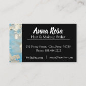 Carte De Visite * Aquarelle Bleu Noir Argent Abstrait (Dos)