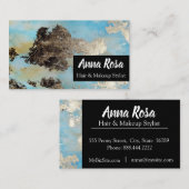 Carte De Visite * Aquarelle Bleu Noir Argent Abstrait (Devant / Derrière)