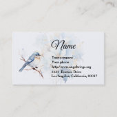 Carte De Visite Aquarelle Bleu Oiseau (Devant)