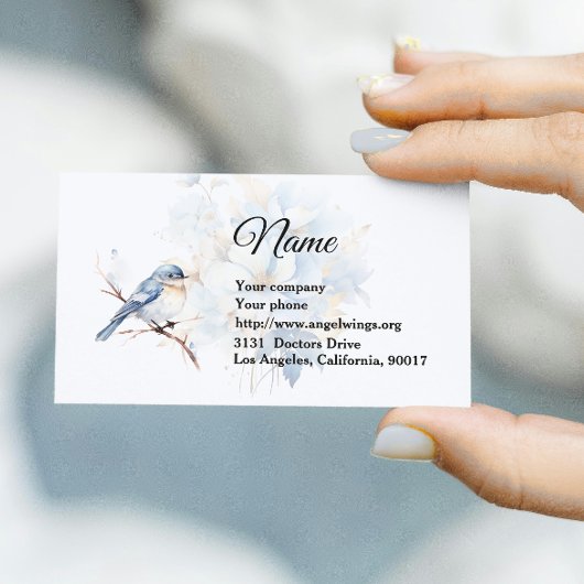 Carte De Visite Aquarelle Bleu Oiseau