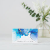 Carte De Visite Aquarelle bleu or  (Debout devant)