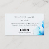 Carte De Visite Aquarelle bleu or  (Dos)