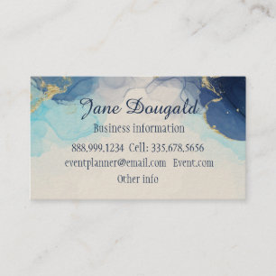 Carte De Visite Aquarelle Bleu Or Moderne Professionnel Élégant