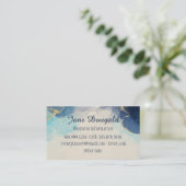 Carte De Visite Aquarelle Bleu Or Moderne Professionnel Élégant (Debout devant)