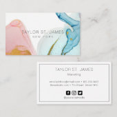 Carte De Visite Aquarelle bleu or Peinture Splatter Business Ca (Devant / Derrière)