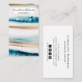 Carte De Visite Aquarelle bleu or tendance Boucles d'oreilles arti (Devant / Derrière)