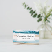 Carte De Visite Aquarelle bleu or tendance Brushstrokies élégant (Debout devant)