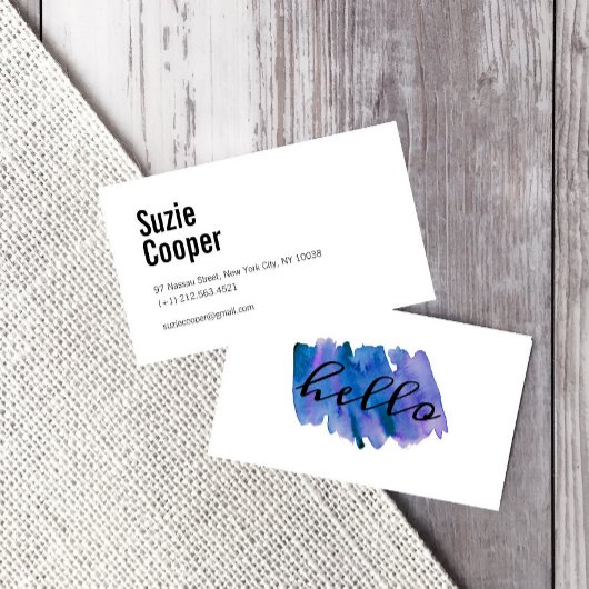 Carte De Visite Aquarelle bleu rose moderne