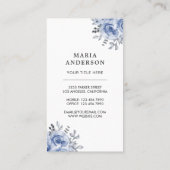 Carte De Visite Aquarelle bleu rustique florale Bouteille de parfu (Dos)