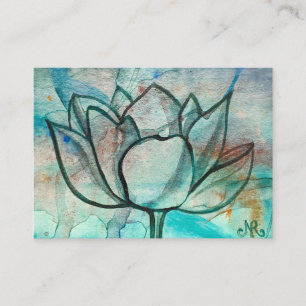 Carte De Visite Aquarelle bleu turquoise Fleur élégant Artsy Lotus