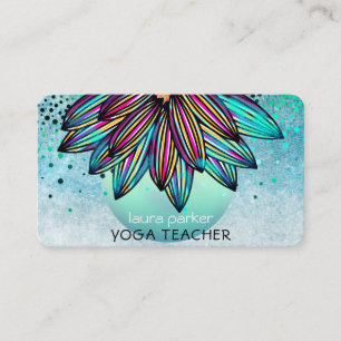 Carte De Visite Aquarelle bleu turquoise Lotus Fleur Yoga Holistiq