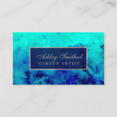 Carte De Visite Aquarelle bleu turquoise moderne maquillage or ros (Devant)