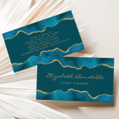 Carte De Visite Aquarelle bleu turquoise Or huile luxueuse