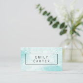 Carte De Visite Aquarelle bleu vert (Debout devant)