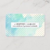 Carte De Visite Aquarelle bleu-vert artistique | Motif de points P (Dos)