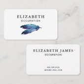 Carte De Visite Aquarelle bleu vert deux plumes minimum (Devant / Derrière)