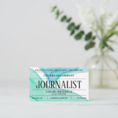 Carte De Visite Aquarelle bleu vert journal Vintage (Debout devant)