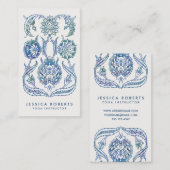 Carte De Visite Aquarelle bleu vert tendance Design floral (Devant / Derrière)