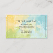 Carte De Visite Aquarelle bleu vert texture de mélange (Dos)