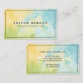 Carte De Visite Aquarelle bleu vert texture de mélange (Devant / Derrière)