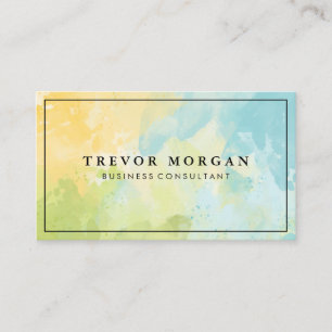 Carte De Visite Aquarelle bleu vert texture de mélange