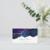 Carte De Visite aquarelle bleu violet ciel agate (Debout devant)