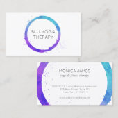 Carte De Visite Aquarelle bleu-violet peint en cercle logo (Devant / Derrière)