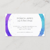 Carte De Visite Aquarelle bleu-violet peint en cercle logo (Dos)