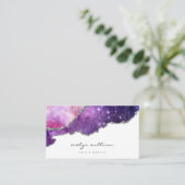 Carte De Visite aquarelle bleu violet rose (Debout devant)