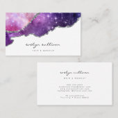Carte De Visite aquarelle bleu violet rose (Devant / Derrière)