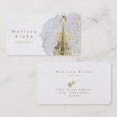 Carte De Visite aquarelle bleu violoniste (Devant / Derrière)