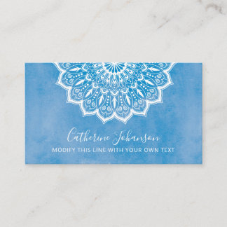 Carte De Visite Aquarelle bleu yoga, mandala dessinée à la main 