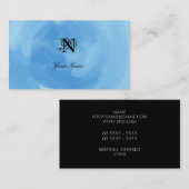 Carte De Visite Aquarelle bleue (Devant / Derrière)