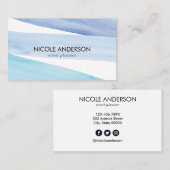 Carte De Visite Aquarelle bleue (Devant / Derrière)