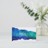 Carte De Visite Aquarelle bleue Abstraite (Debout devant)