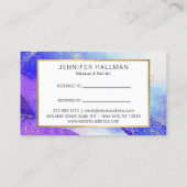 Carte De Visite Aquarelle bleue Abstraite Faux Gold Dust Referendu (Dos)