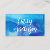Carte De Visite Aquarelle bleue Beauté Abstraite Calligraphie mode (Devant)