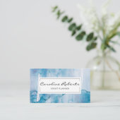 Carte De Visite Aquarelle Bleue Bleu Clair Simple Personnalisée (Debout devant)