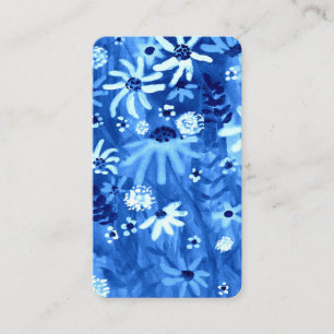 Carte De Visite Aquarelle bleue colorée Bouquet de marguerite élég
