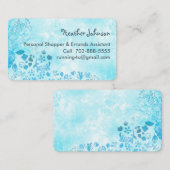 Carte De Visite Aquarelle Bleue Doodle Floral Décontracté (Devant / Derrière)