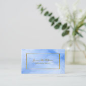 Carte De Visite Aquarelle bleue et code QR professionnel Gold (Debout devant)