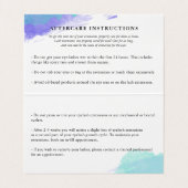 Carte De Visite Aquarelle bleue Lash Artiste Aftercare Loyauté (Intérieur déplié)