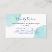 Carte De Visite Aquarelle Bleue Point Sur Blanc Fait À La Main (Dos)