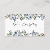 Carte De Visite Aquarelle bleue Rappel de rendez-vous floral (Dos)