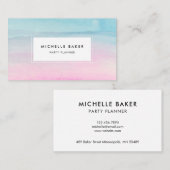 Carte De Visite Aquarelle bleue rose Ombre moderne (Devant / Derrière)