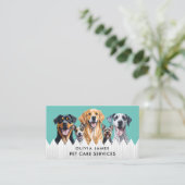 Carte De Visite Aquarelle bleue Services de soins pour chiens assi (Debout devant)