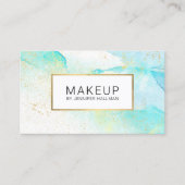 Carte De Visite Aquarelle bleue Turquoise Abstraite avec poussière (Devant)