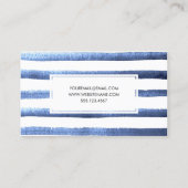 Carte De Visite Aquarelle Blue Stripes Motif Professionnel (Dos)